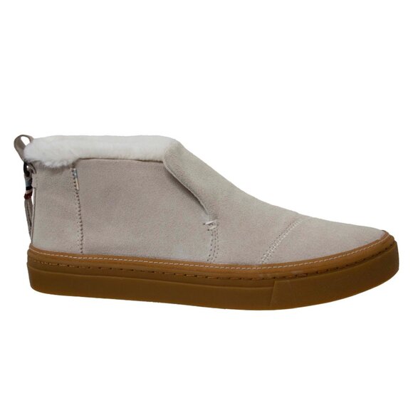 Toms Paxton Mid Top Suede Faux Fur Lined Ankle Boots Cream Size 9 - Picture 1 of 9
